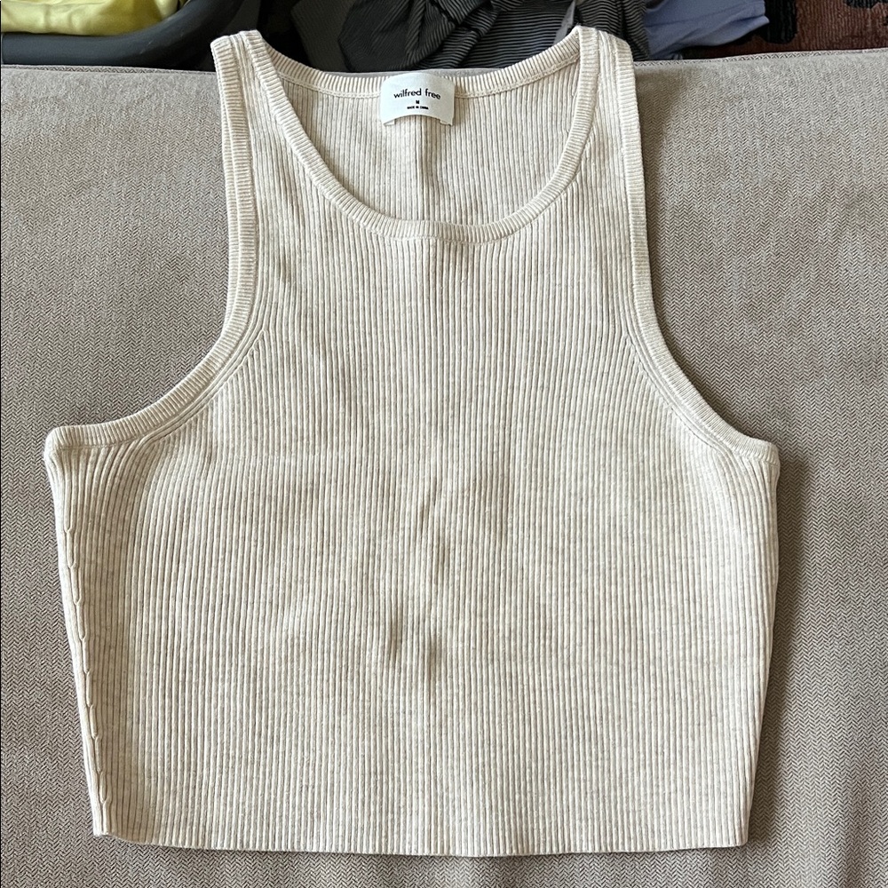 Aritzia Wilfred Free Ribbed Beige Tank Top